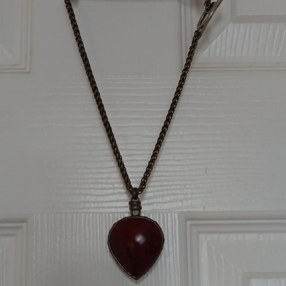 Lucky Bordeaux Teardrop Heart Pendant Necklace - Women Jewelry,Boho - Picture 2 of 7